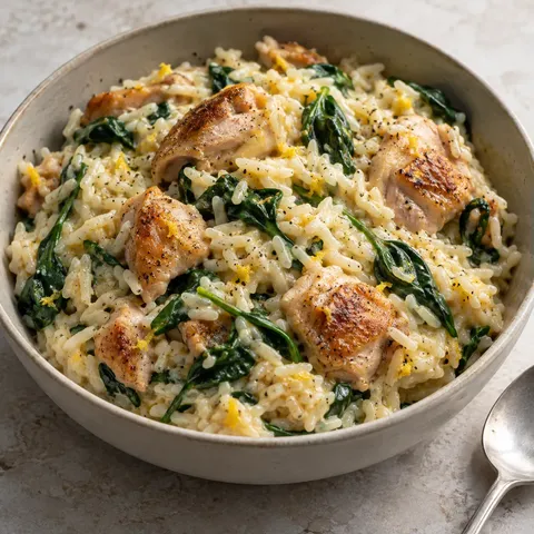 Creamy Lemon Chicken and Spinach Rice