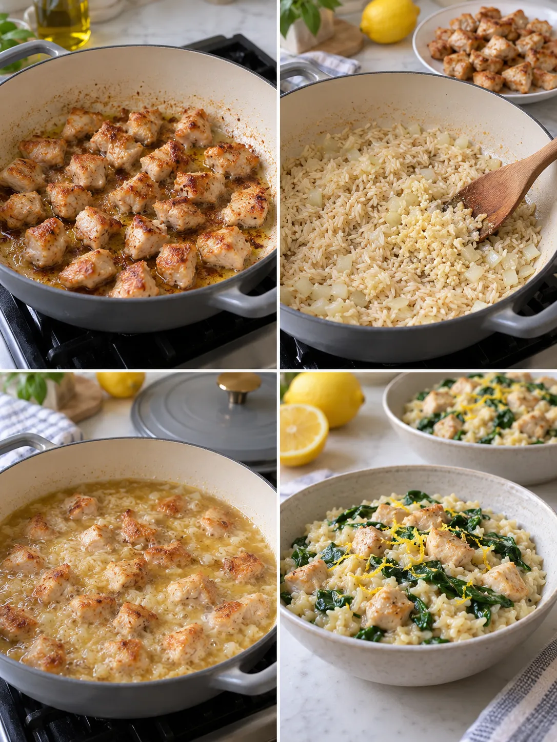 Creamy Lemon Chicken and Spinach Rice