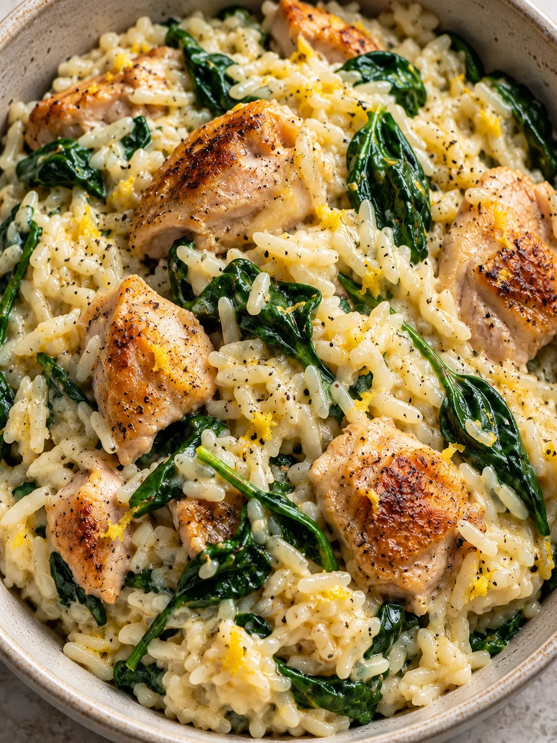 Creamy Lemon Chicken and Spinach Rice