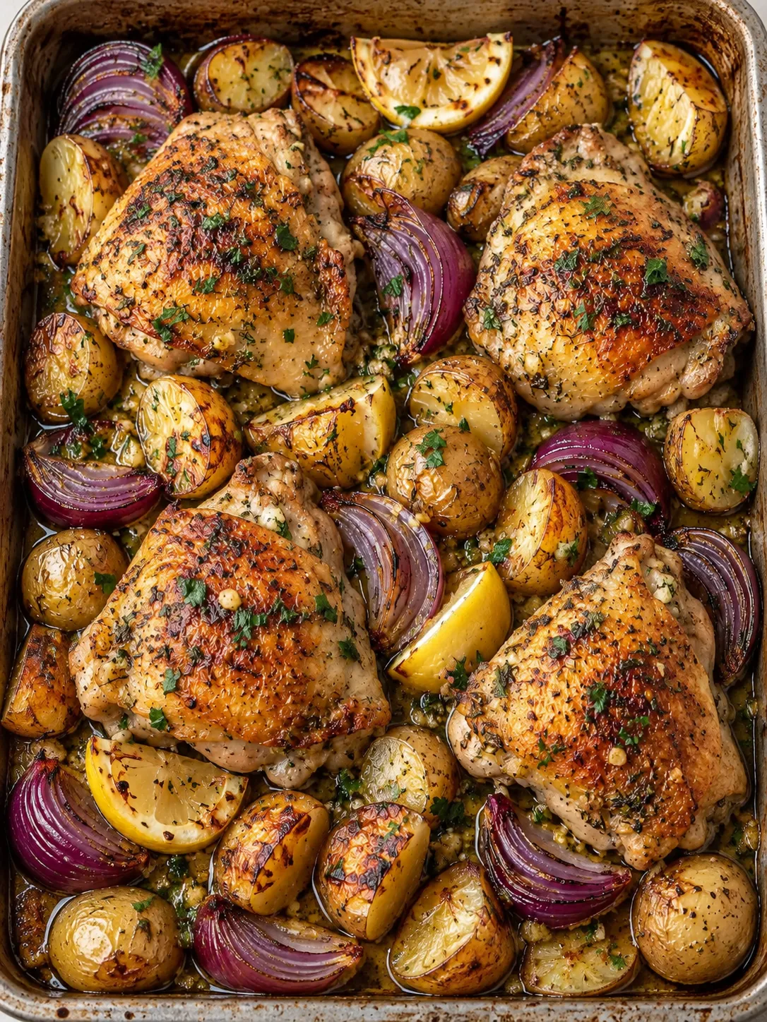 Lemon Herb Chicken and Potato Tray Bake