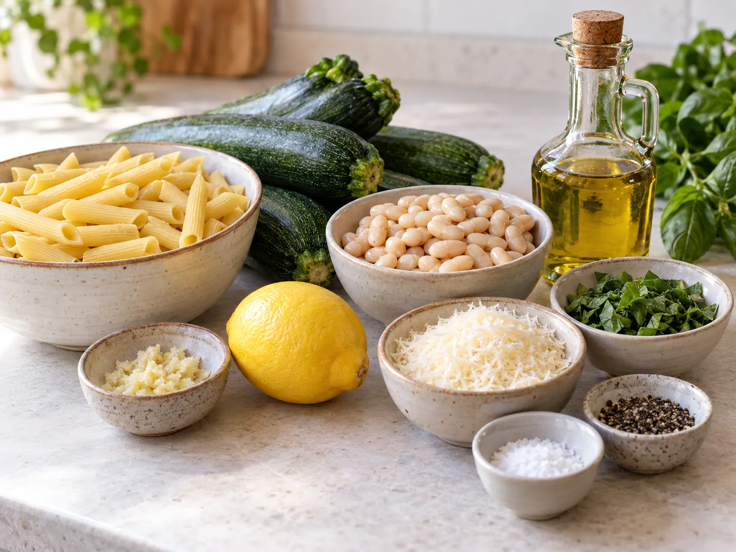 Roasted Zucchini and White Bean Pasta