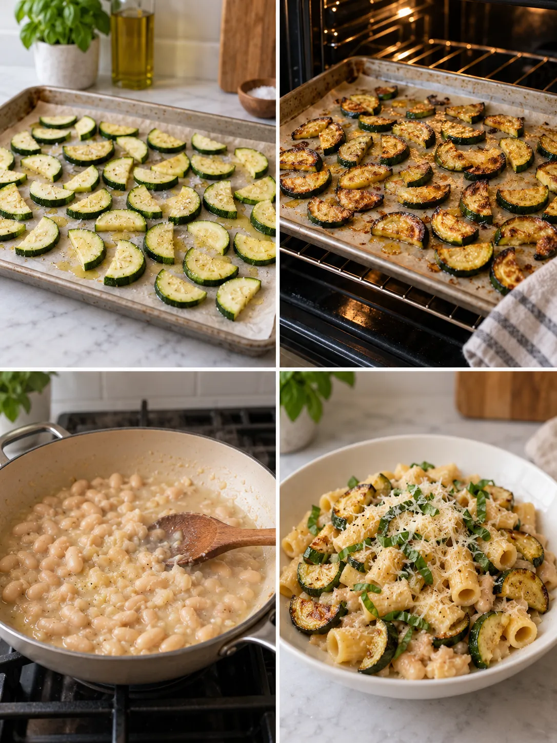 Roasted Zucchini and White Bean Pasta