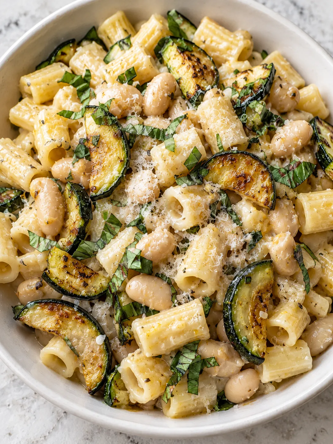 Roasted Zucchini and White Bean Pasta