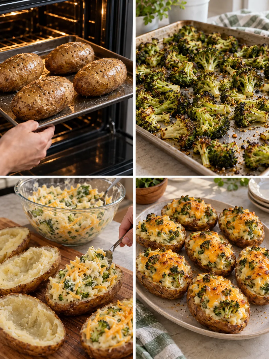 Roasted Broccoli and Cheddar Potato Boats