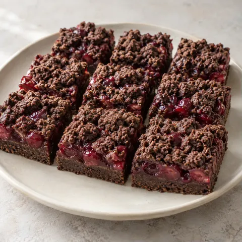 Chocolate Cherry Crumble Bars