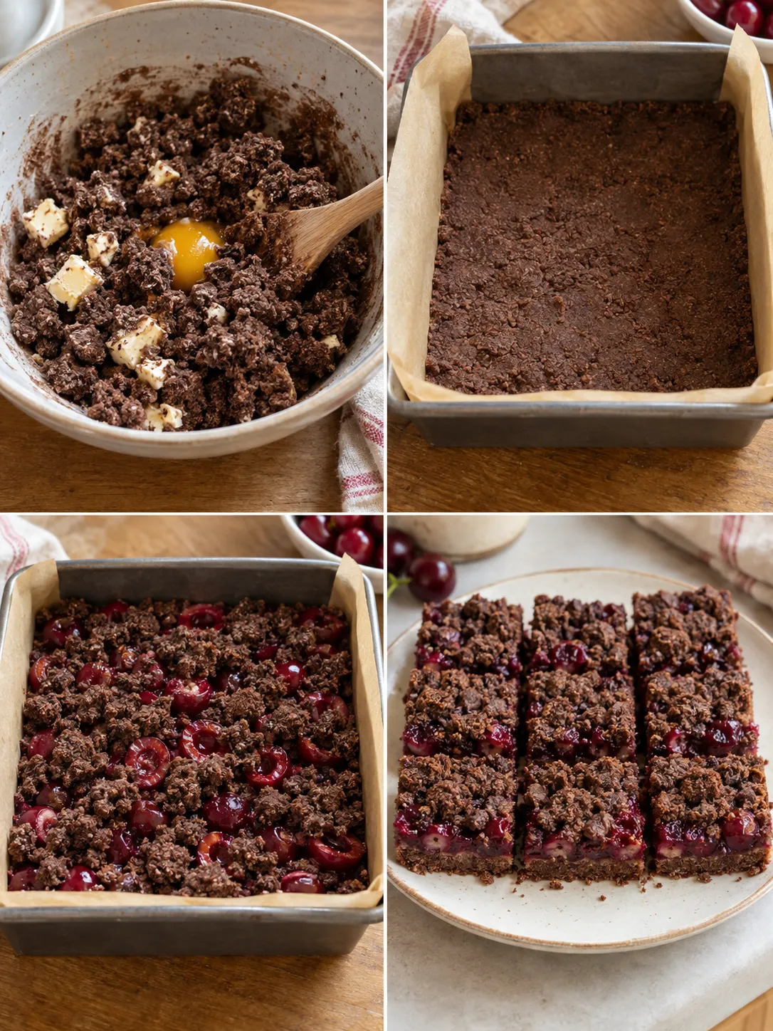 Chocolate Cherry Crumble Bars