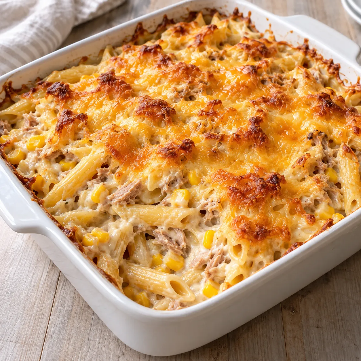 Tuna Sweetcorn and Cheddar Pasta Bake