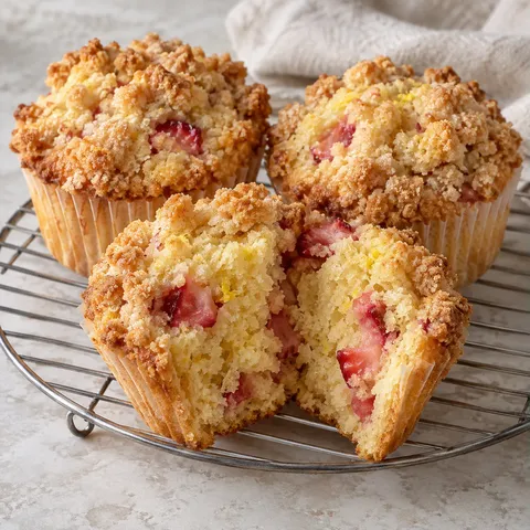 Strawberry Lemon Crumble Muffins