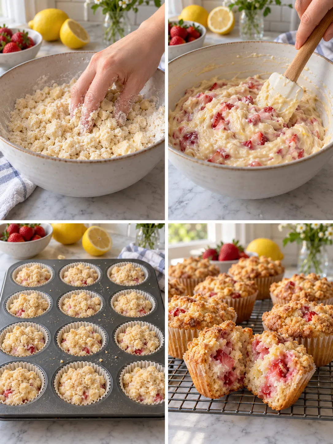 Strawberry Lemon Crumble Muffins