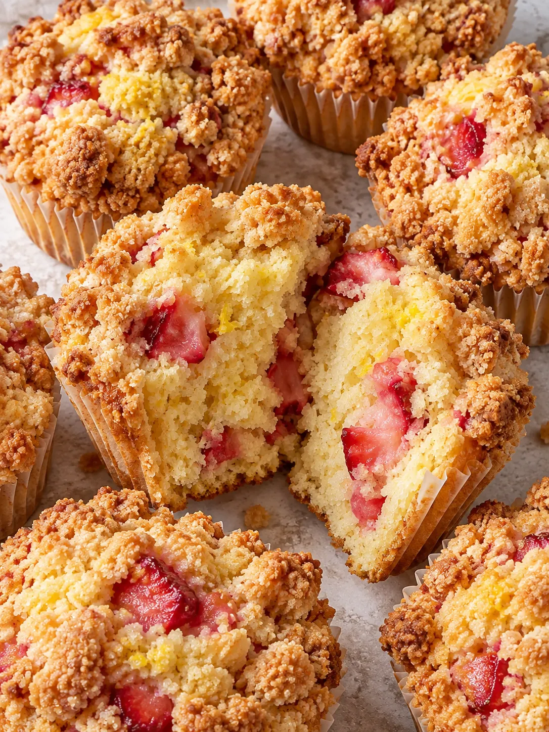 Strawberry Lemon Crumble Muffins