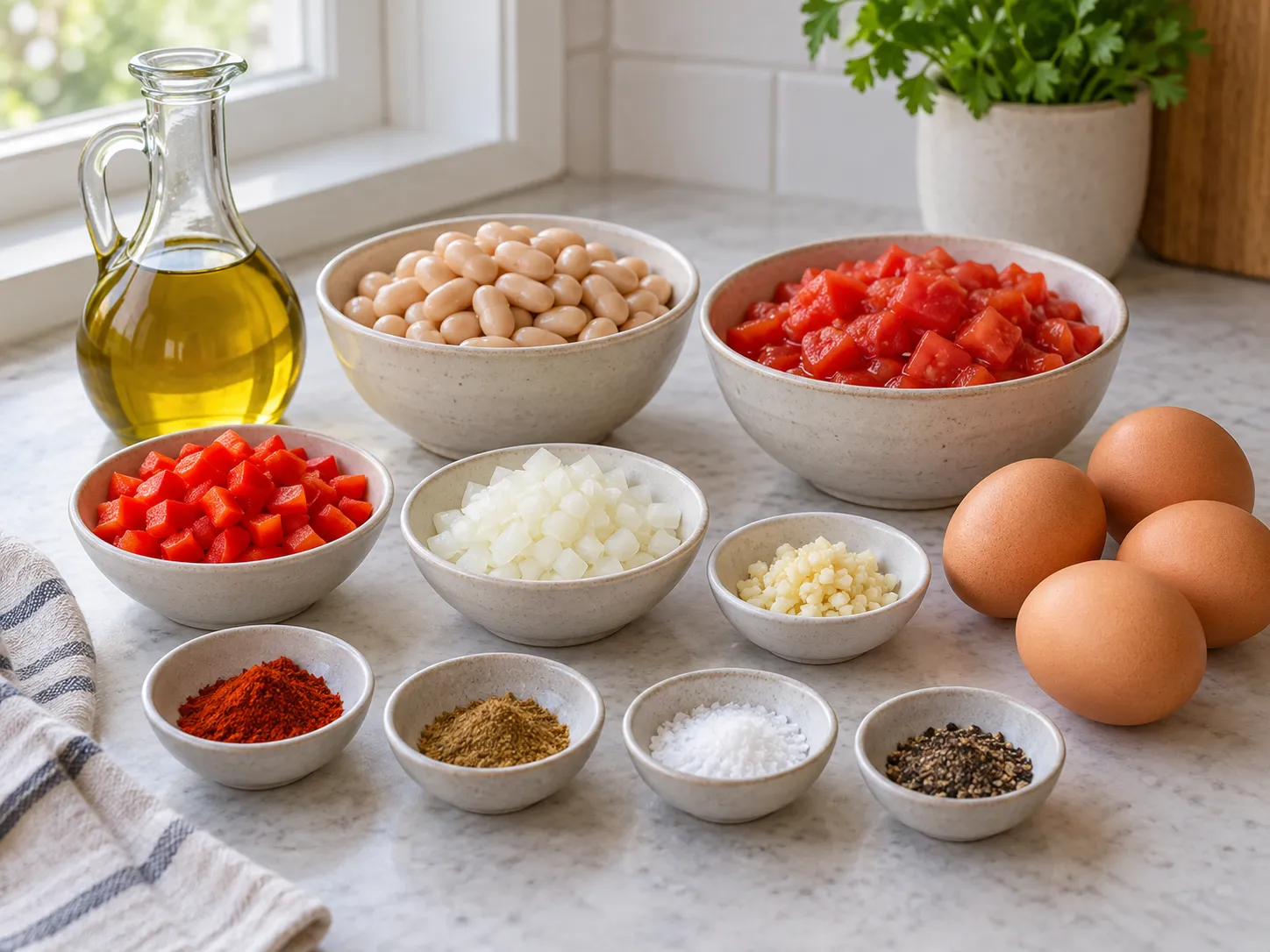 Tomato White Bean Baked Eggs