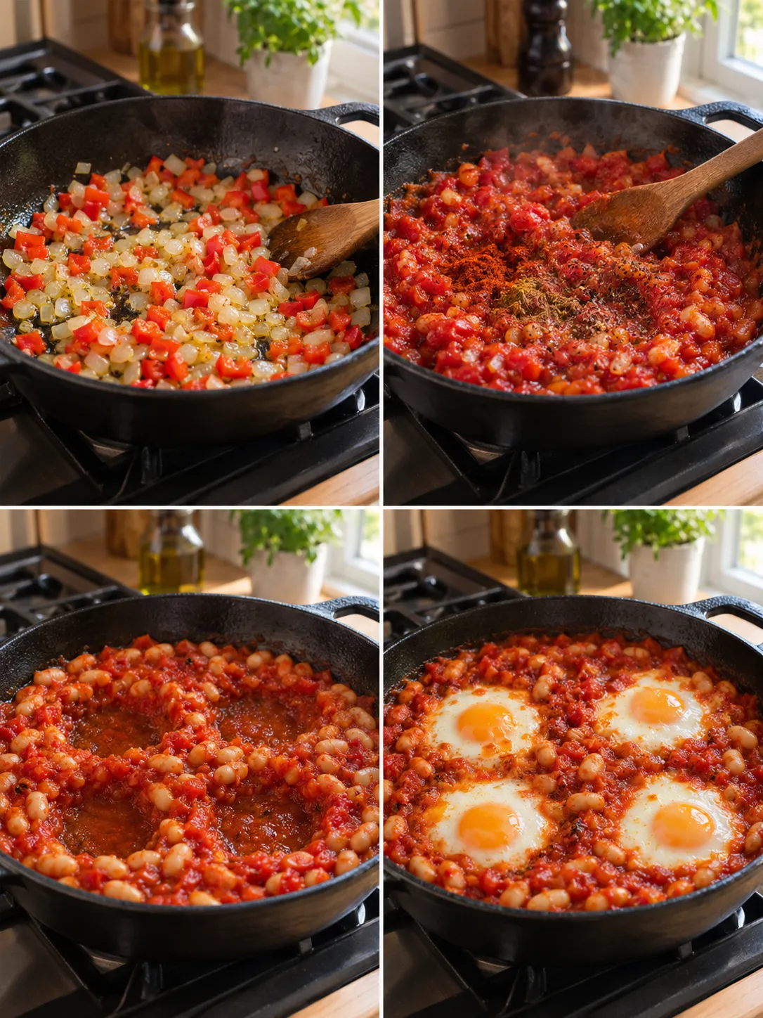 Tomato White Bean Baked Eggs