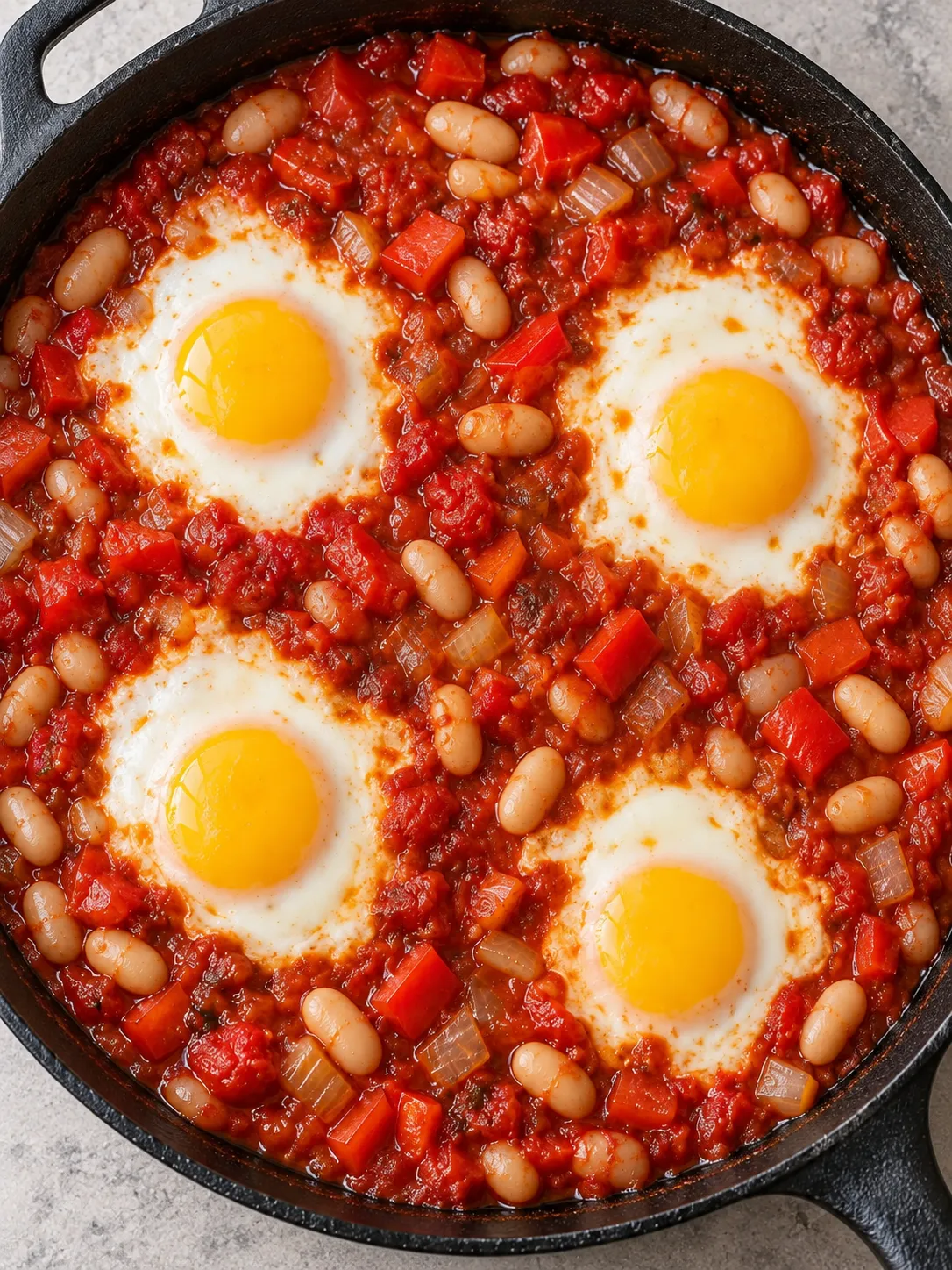 Tomato White Bean Baked Eggs