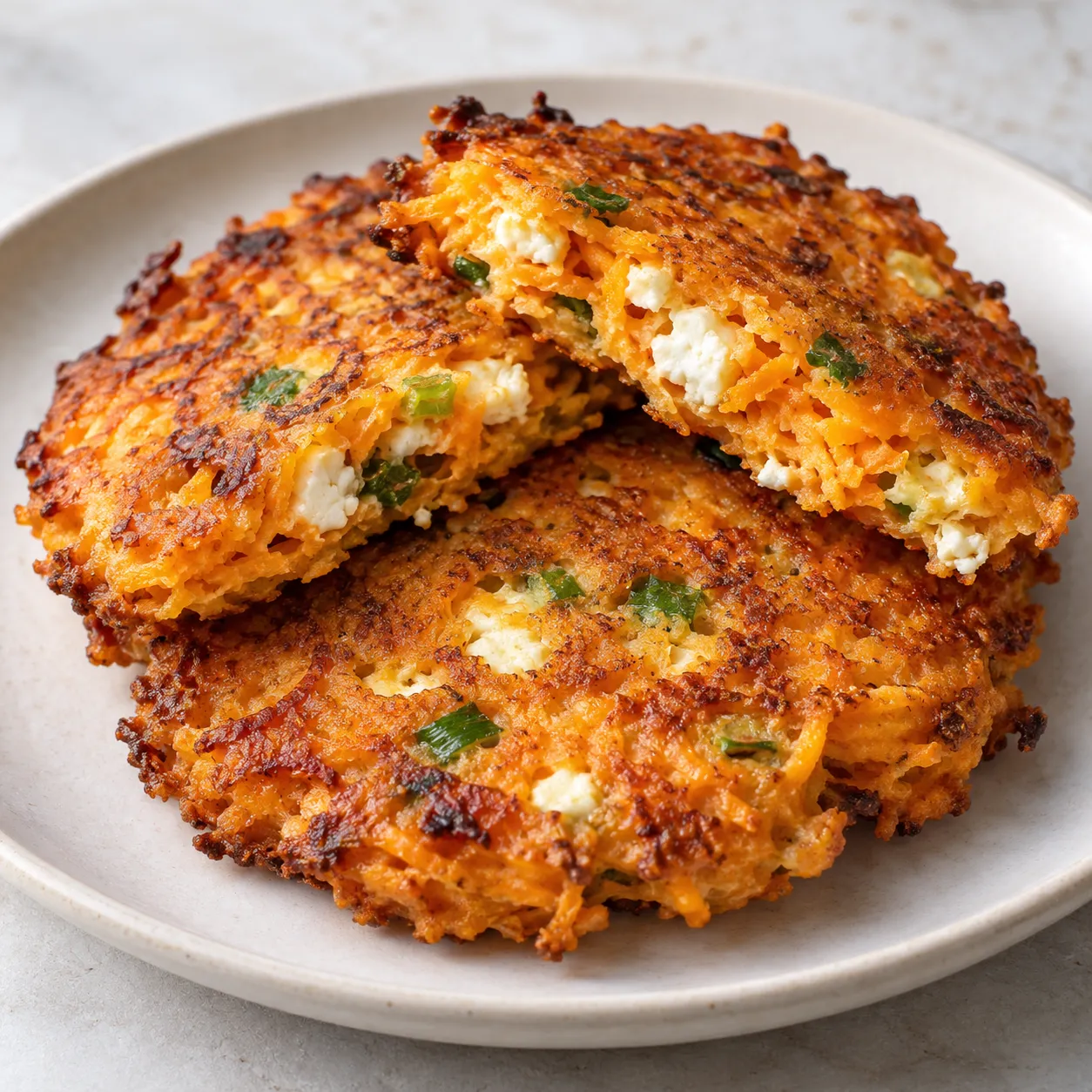 Crispy Sweet Potato and Feta Fritters