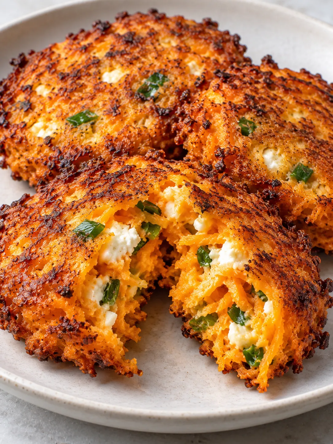 Crispy Sweet Potato and Feta Fritters