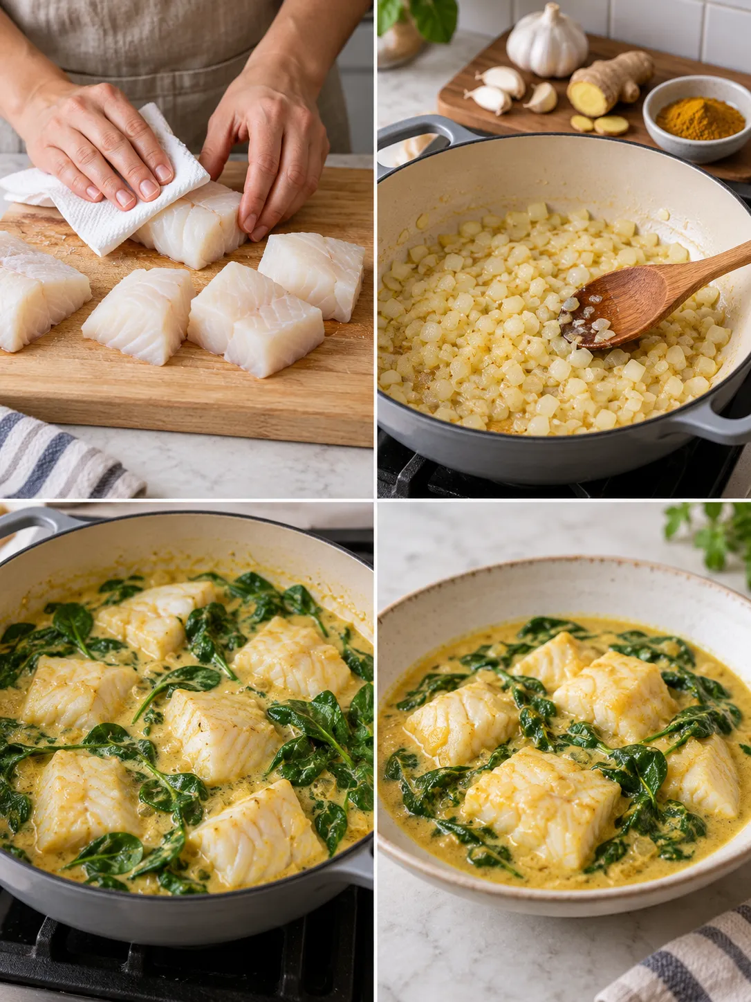 Coconut Cod and Spinach Curry