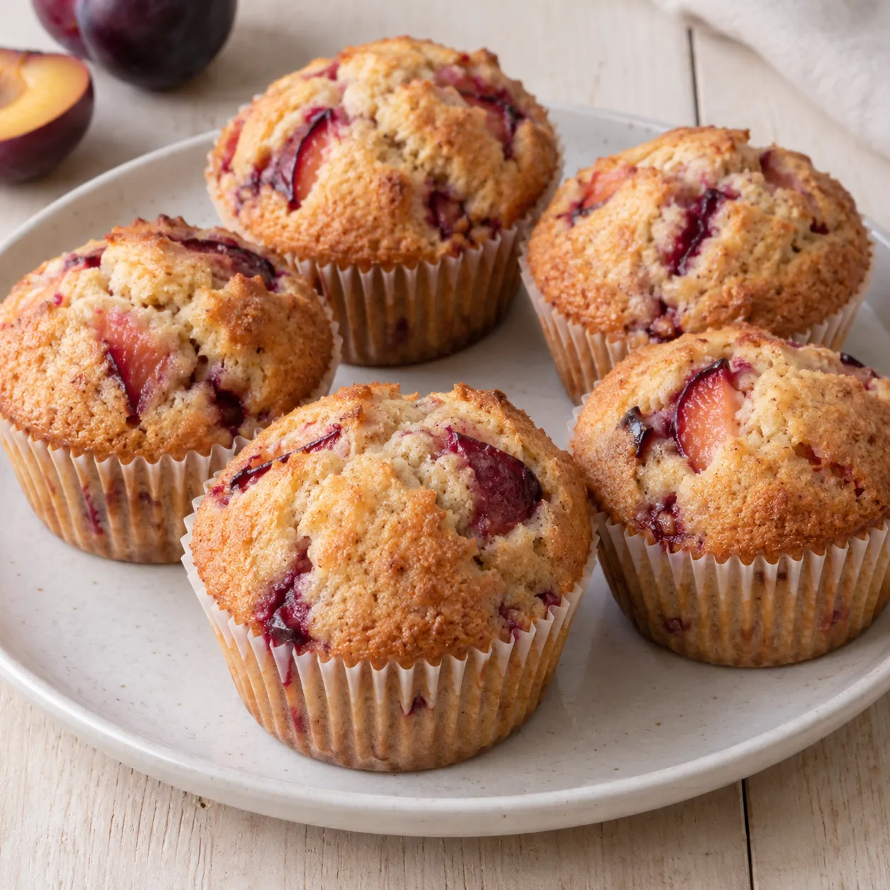Cinnamon Plum Yogurt Muffins