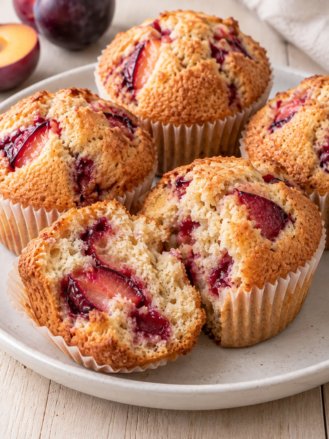 Cinnamon Plum Yogurt Muffins