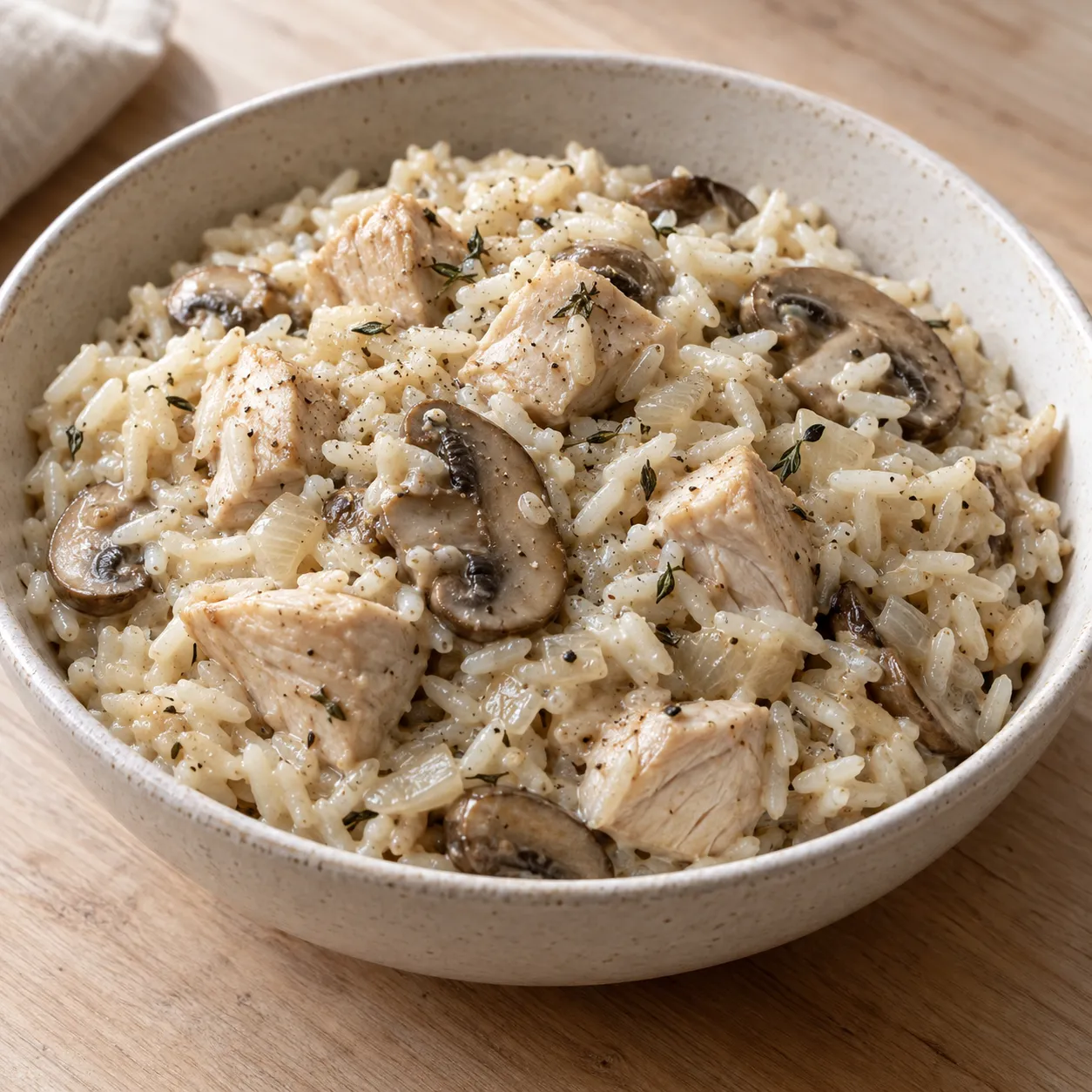 Creamy Turkey and Mushroom Rice Skillet