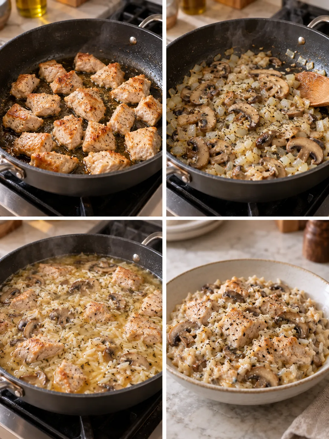 Creamy Turkey and Mushroom Rice Skillet