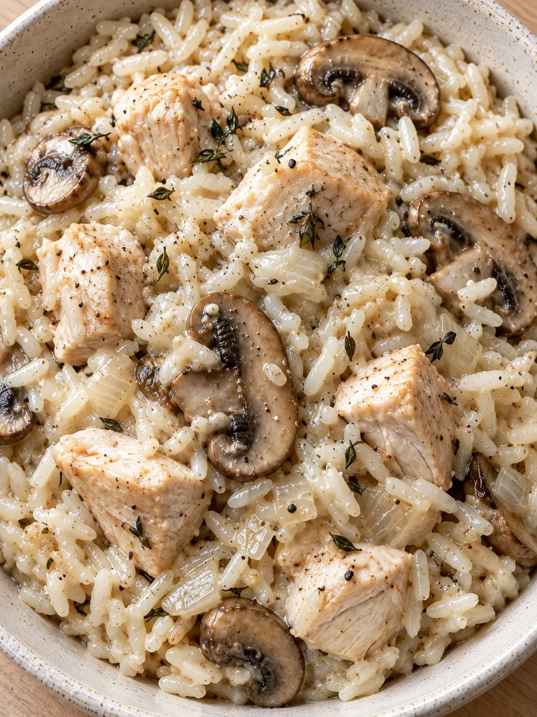 Creamy Turkey and Mushroom Rice Skillet