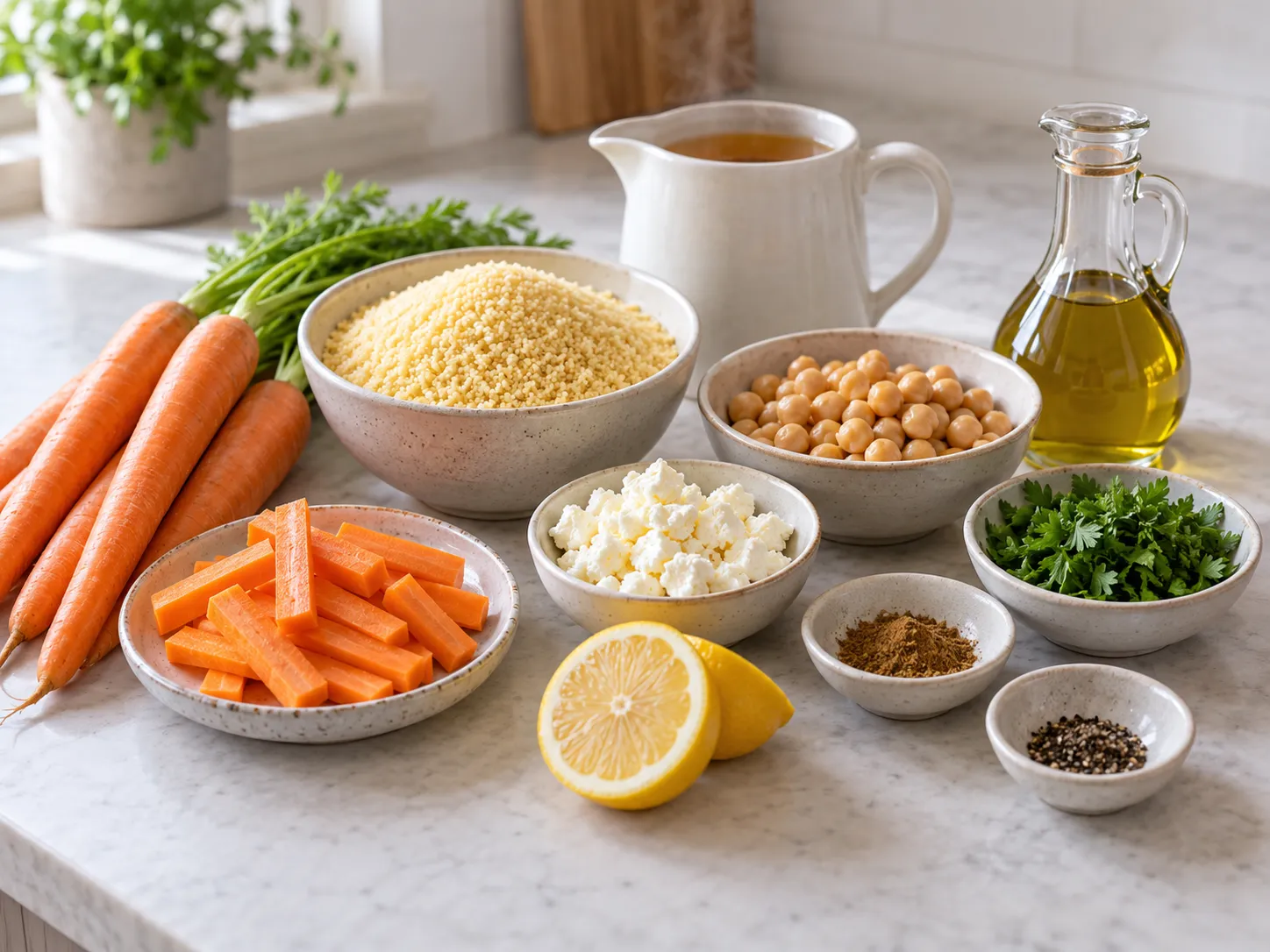 Roasted Carrot and Feta Couscous Bowls