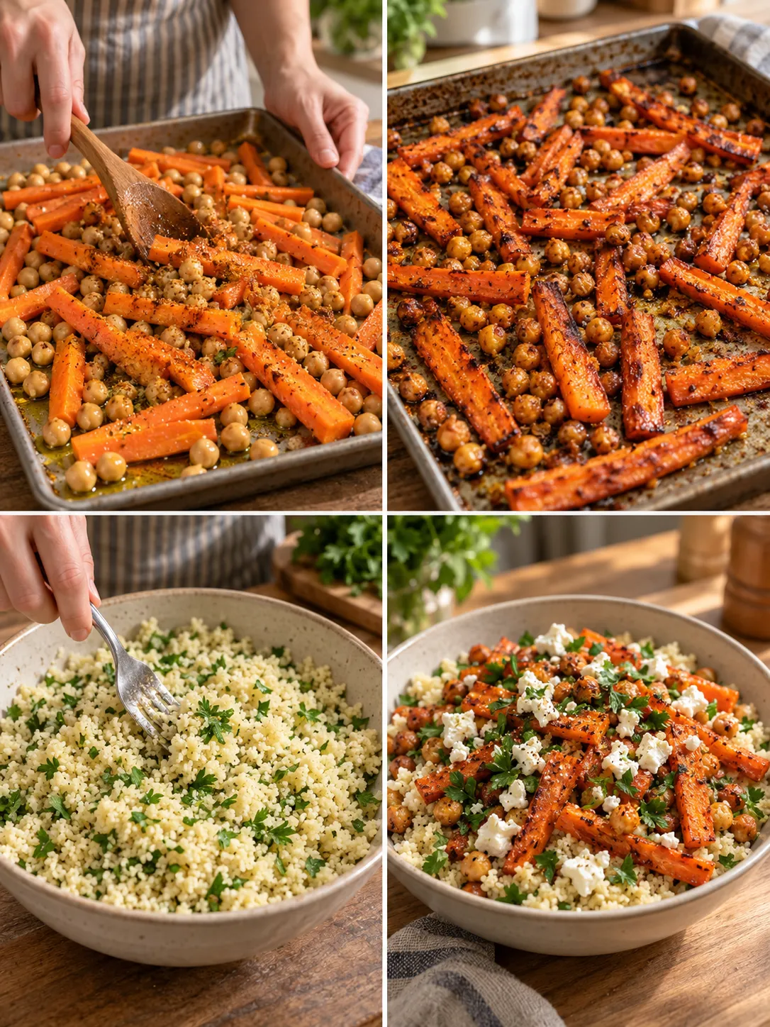 Roasted Carrot and Feta Couscous Bowls