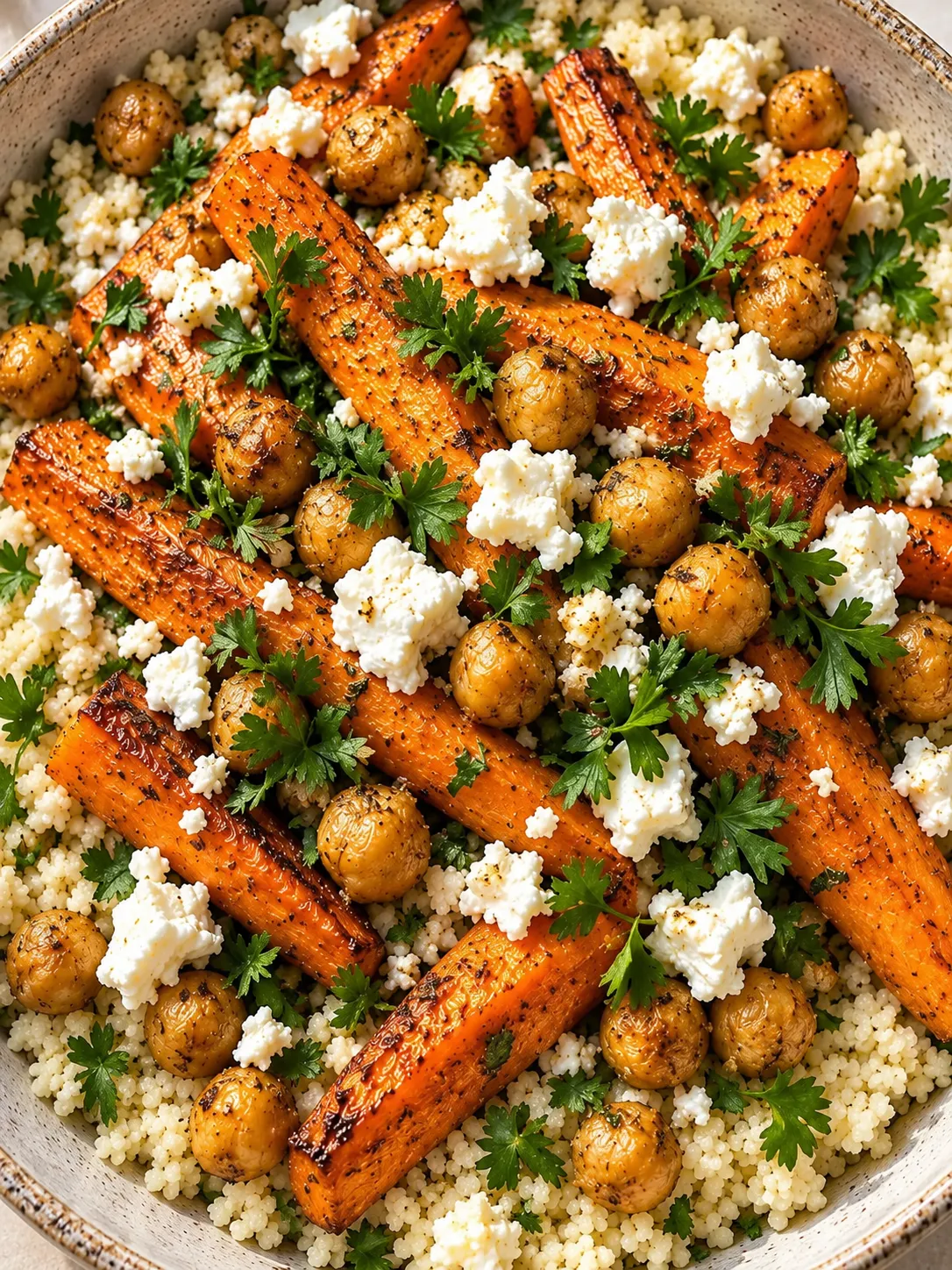 Roasted Carrot and Feta Couscous Bowls