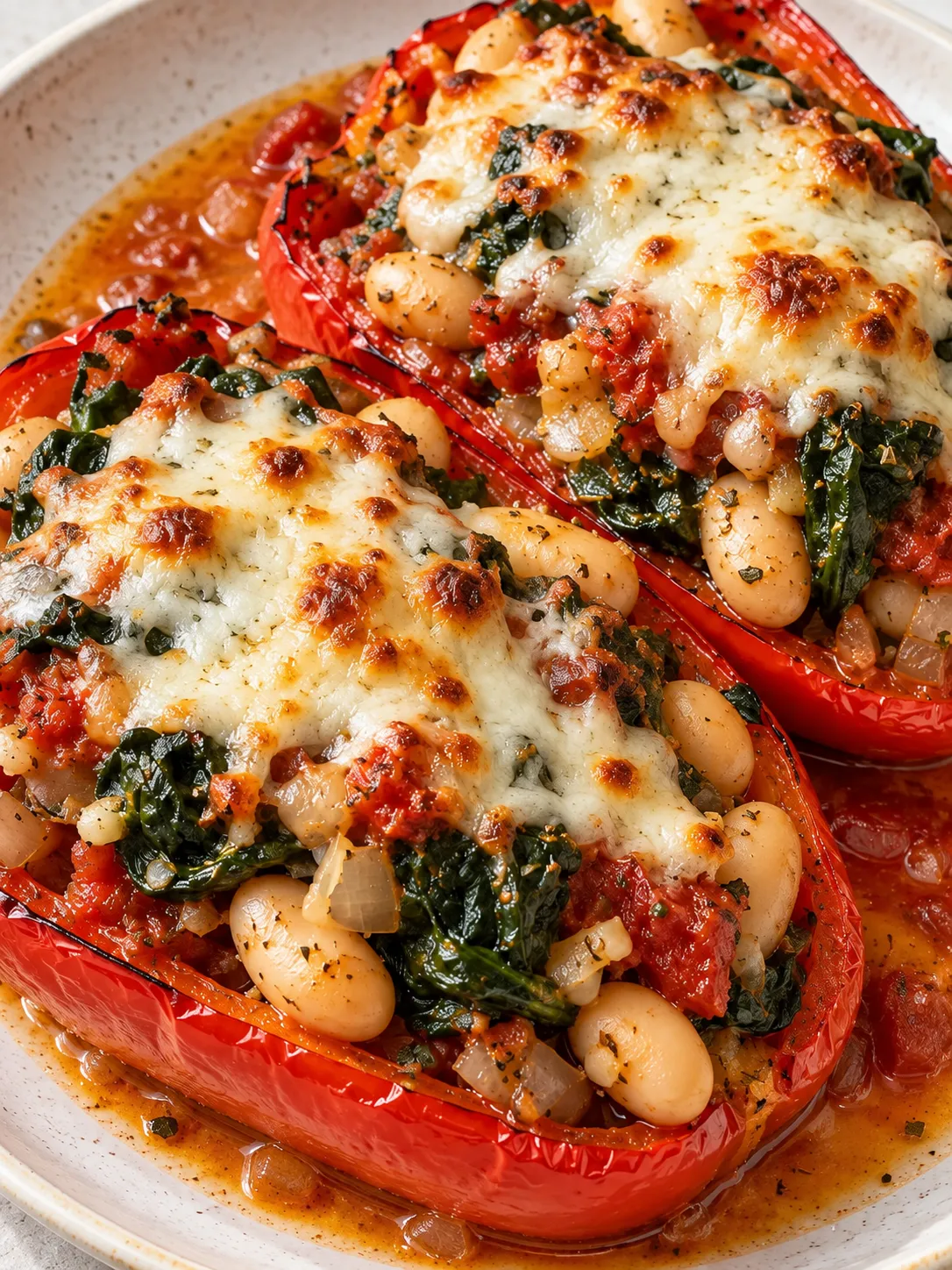 Spinach and White Bean Stuffed Peppers