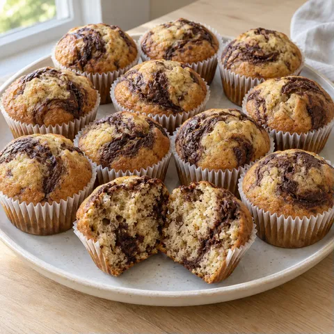Chocolate Swirl Banana Muffins