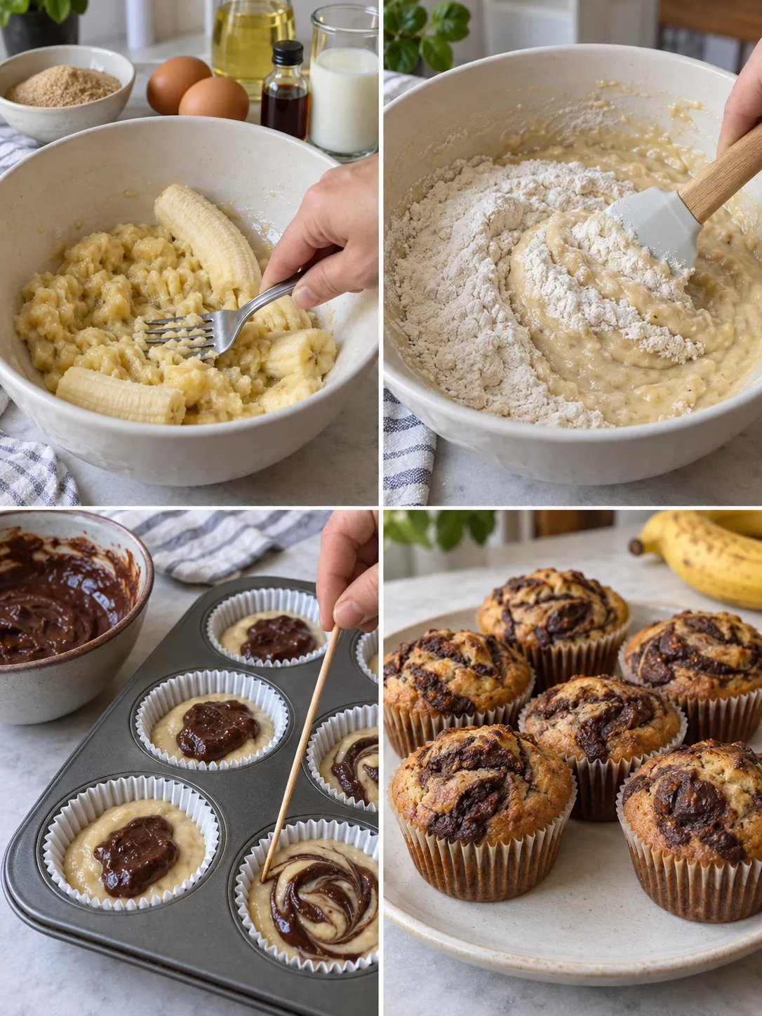 Chocolate Swirl Banana Muffins