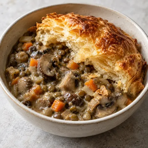 Mushroom and Lentil Puff Pastry Pie