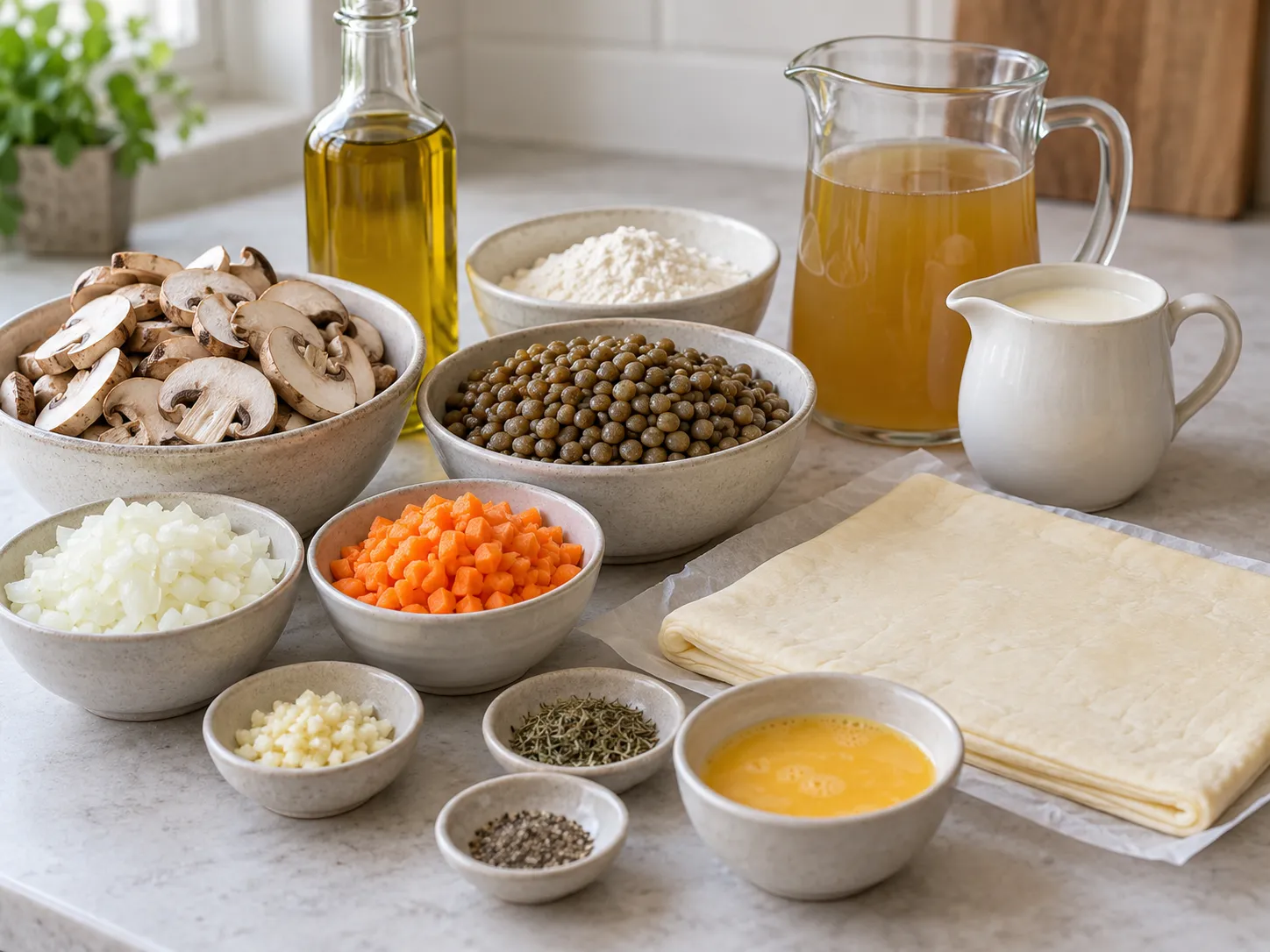 Mushroom and Lentil Puff Pastry Pie