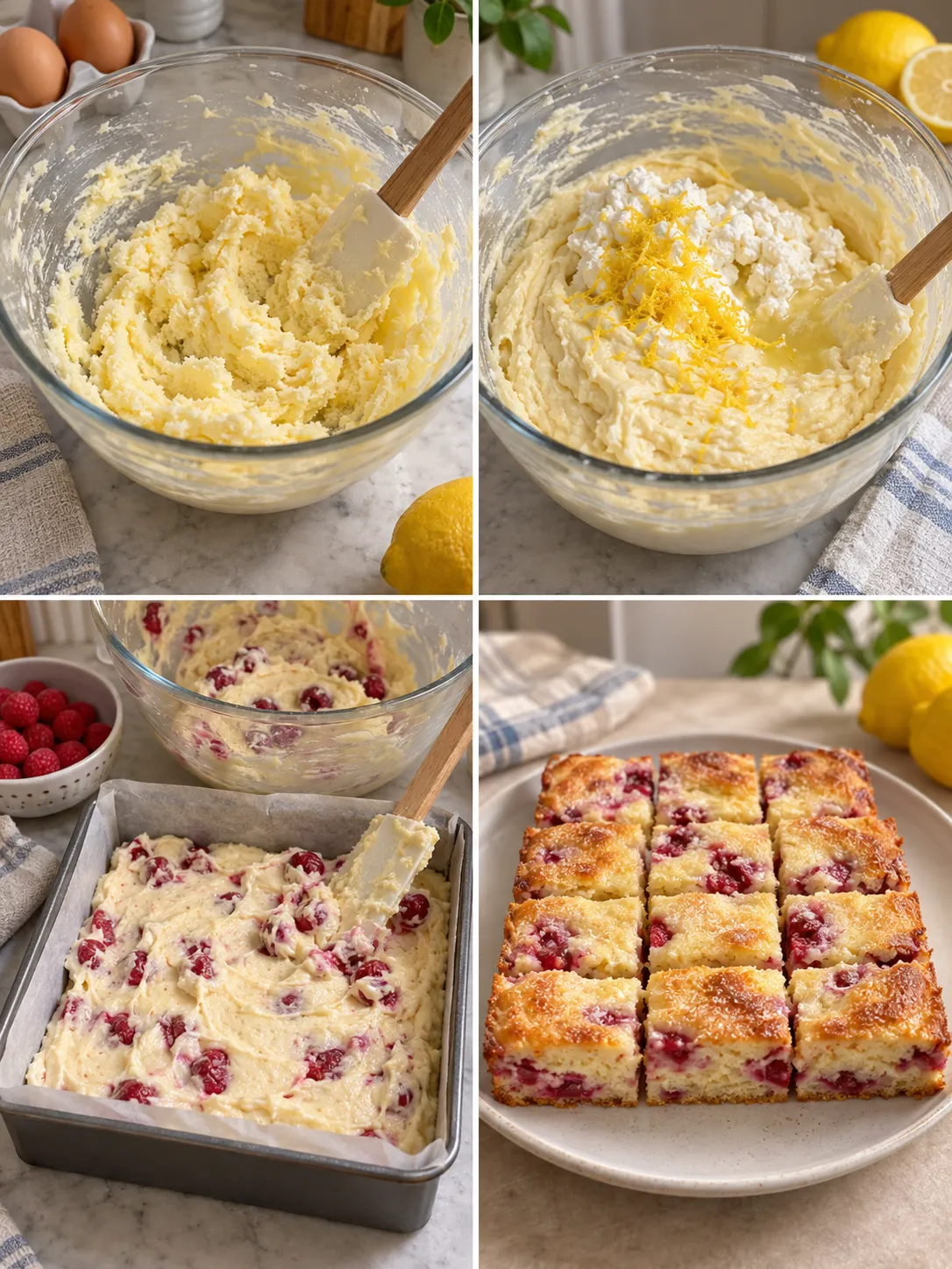 Lemon Raspberry Ricotta Squares