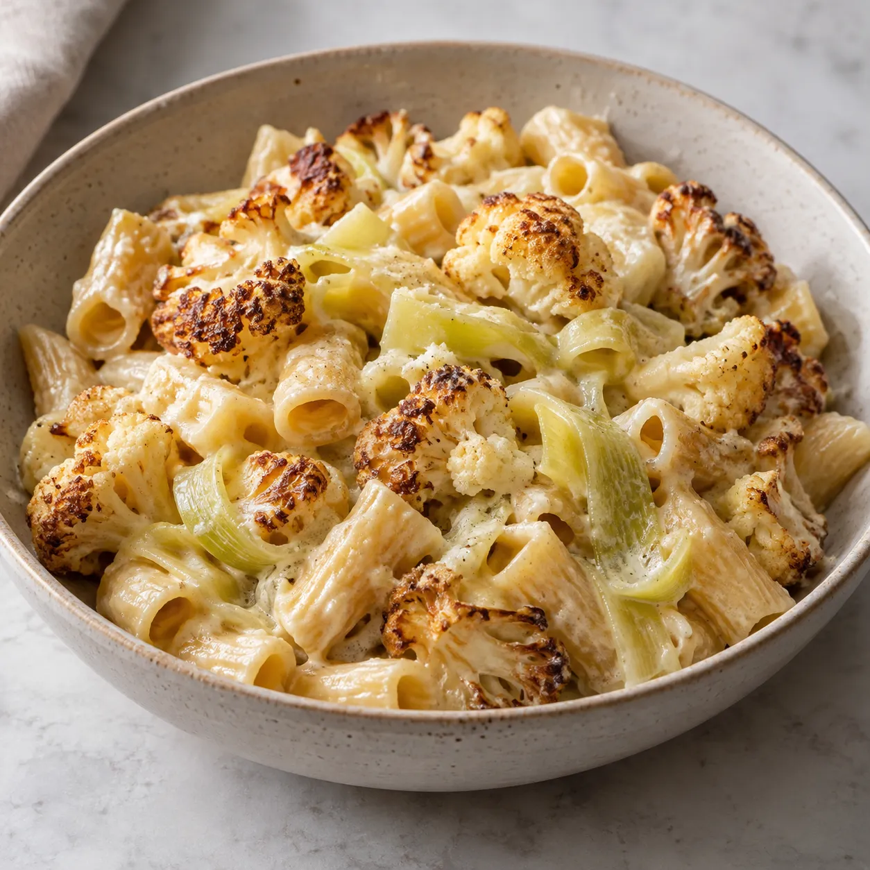 Creamy Roasted Cauliflower and Leek Pasta