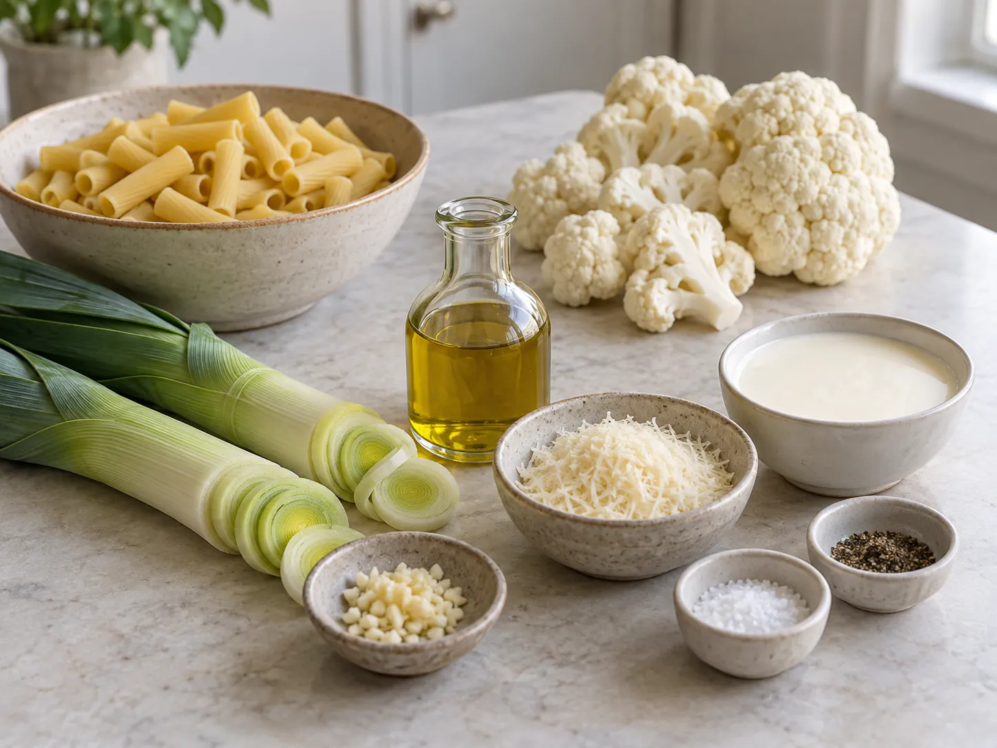 Creamy Roasted Cauliflower and Leek Pasta