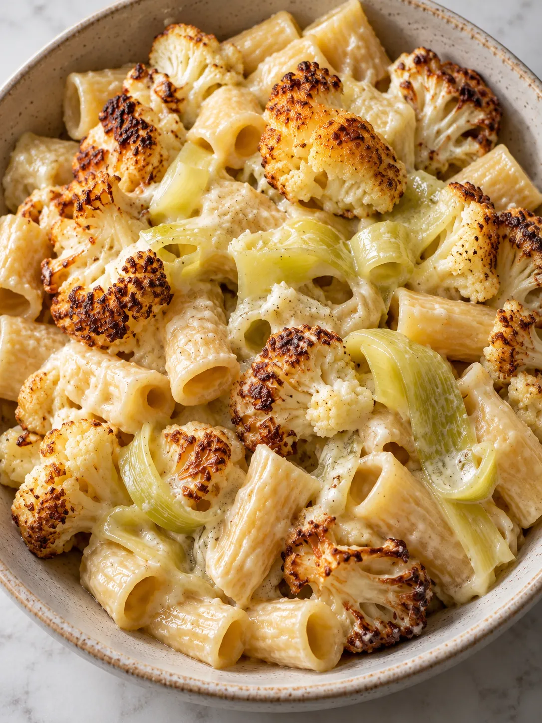 Creamy Roasted Cauliflower and Leek Pasta