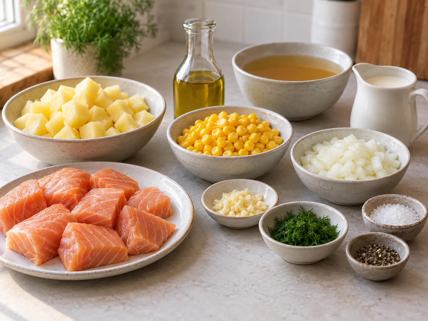 Creamy Salmon and Sweetcorn Potato Skillet