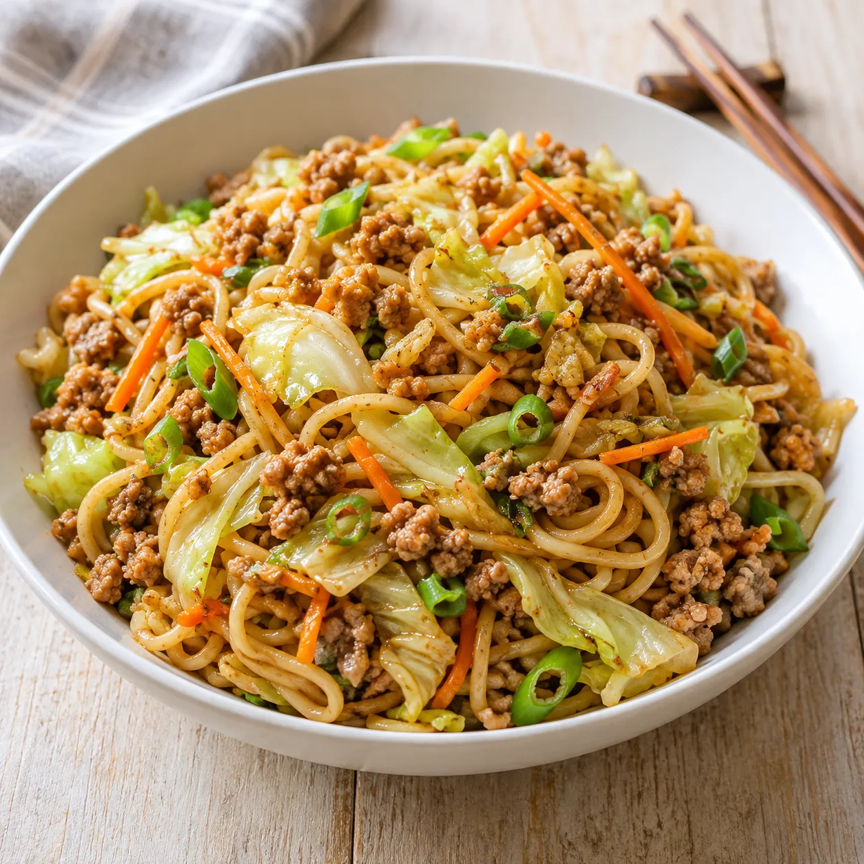 Ginger Pork and Cabbage Noodles