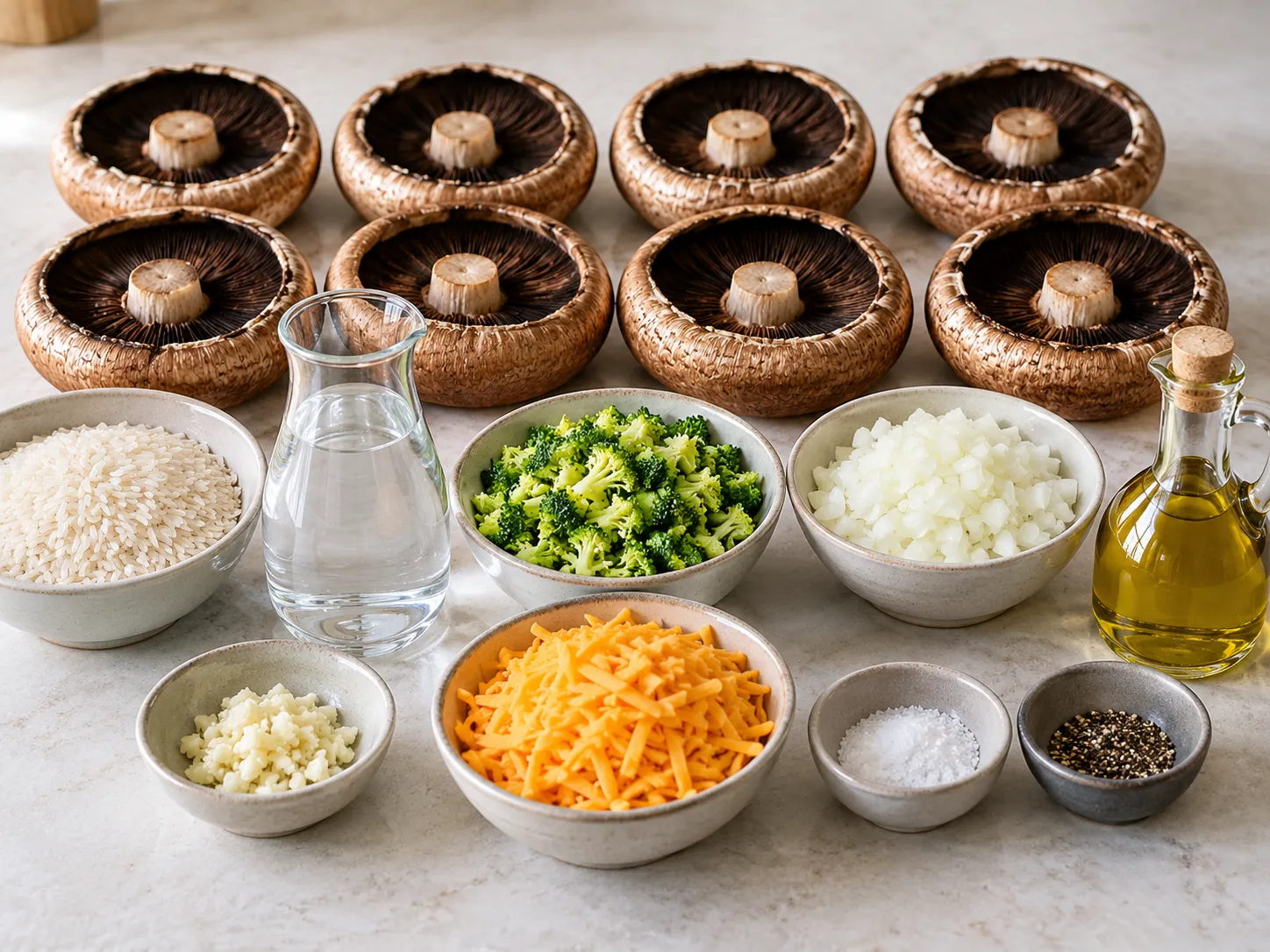 Cheddar Broccoli Rice Stuffed Mushrooms