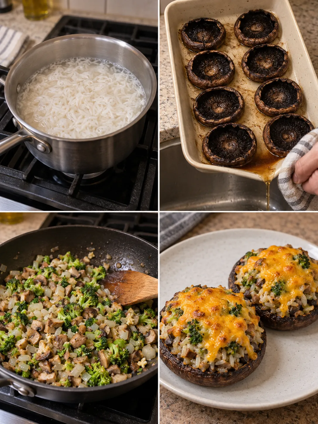 Cheddar Broccoli Rice Stuffed Mushrooms
