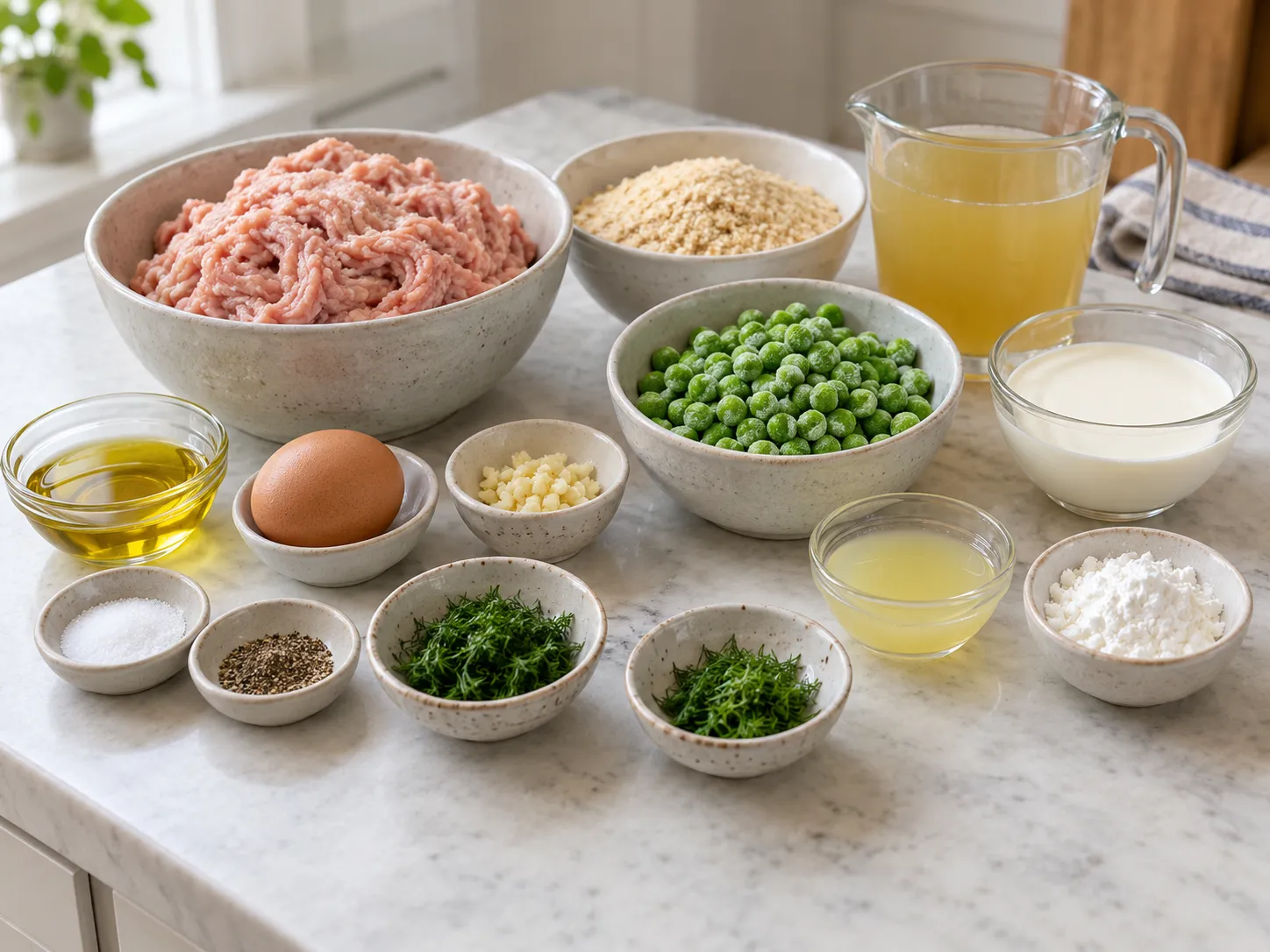 Lemon Dill Turkey Meatballs with Peas