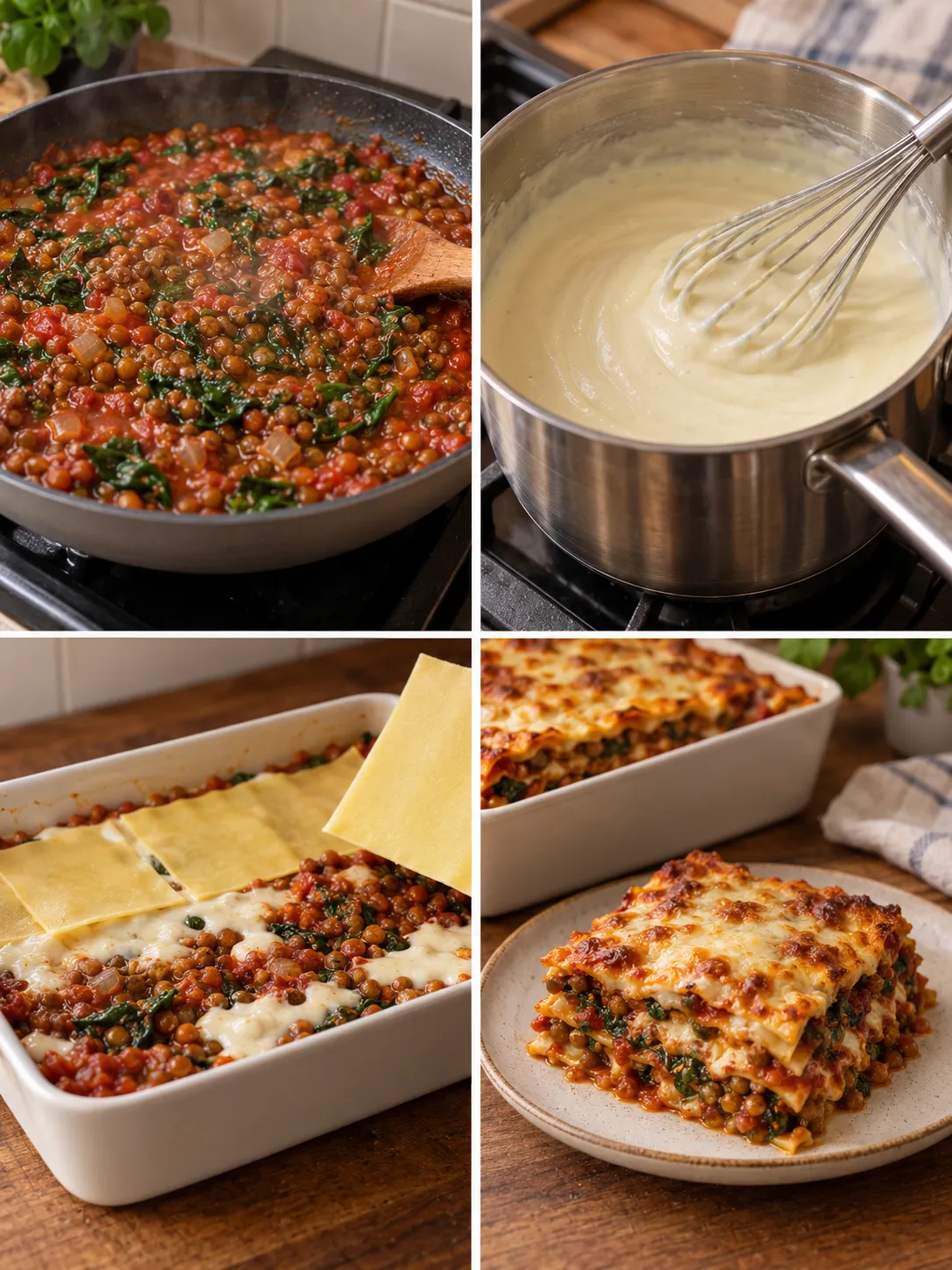 Creamy Tomato Lentil and Spinach Lasagne