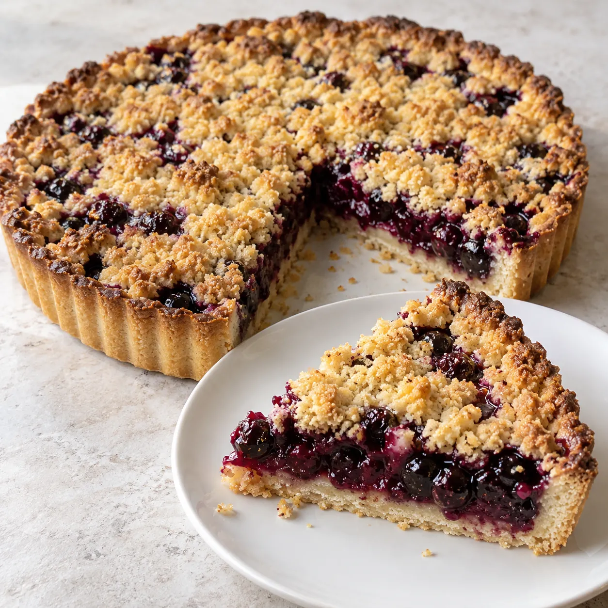 Blackcurrant Vanilla Crumble Tart