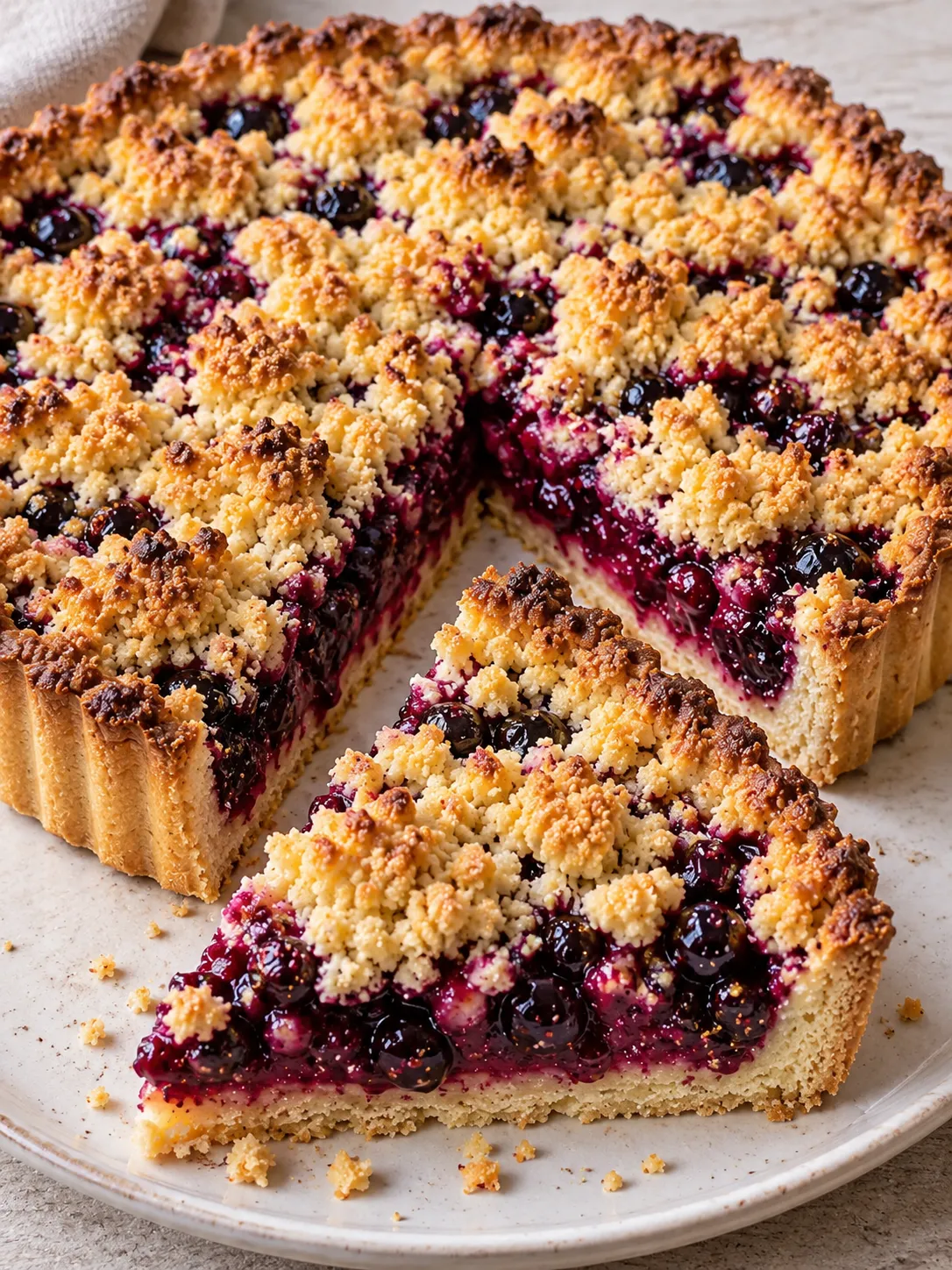 Blackcurrant Vanilla Crumble Tart