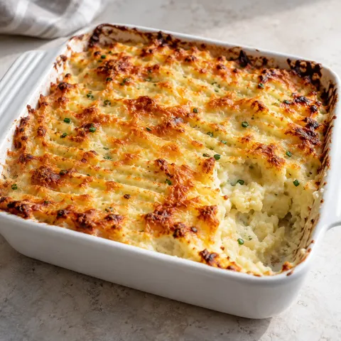 Cheddar Cauliflower and Potato Mash Bake