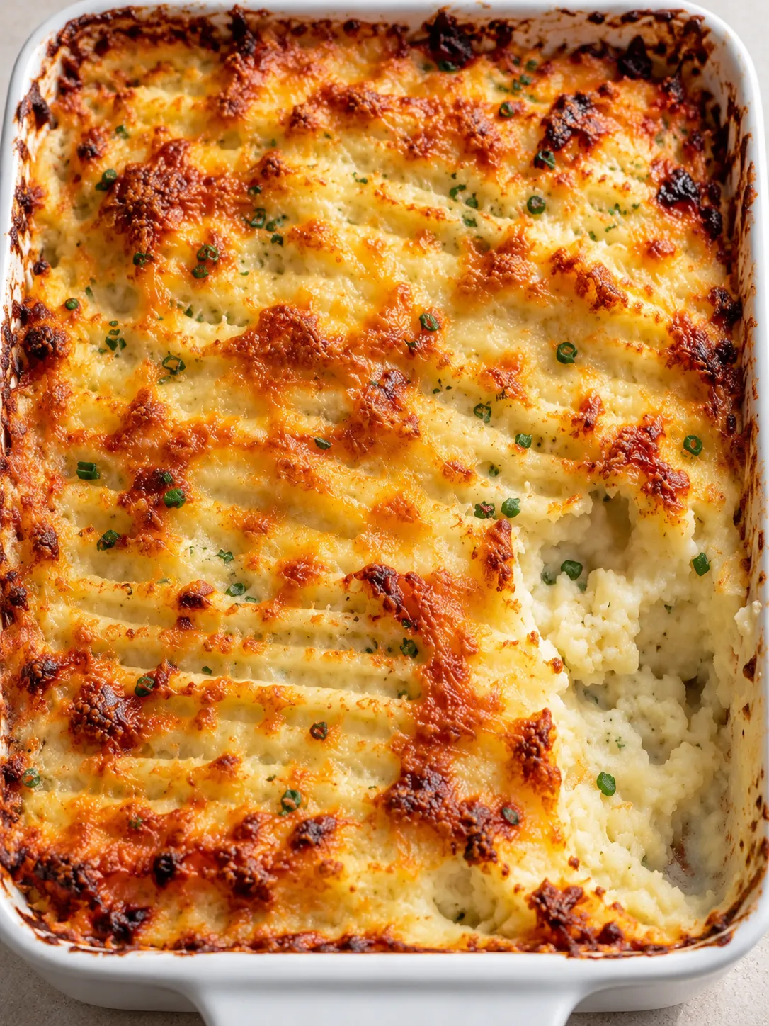 Cheddar Cauliflower and Potato Mash Bake