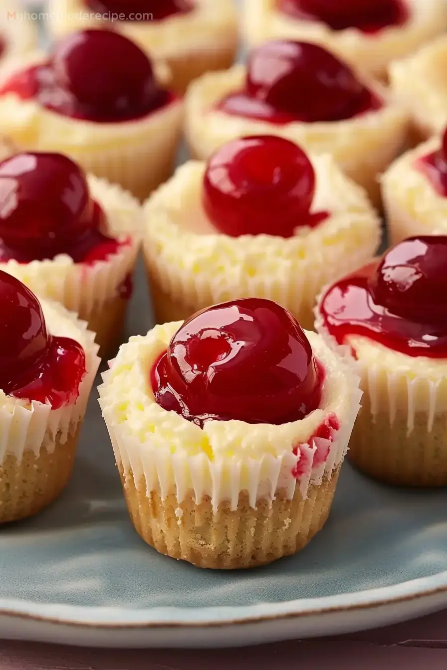 Easy Mini Cheesecakes Recipe with Cherry Topping