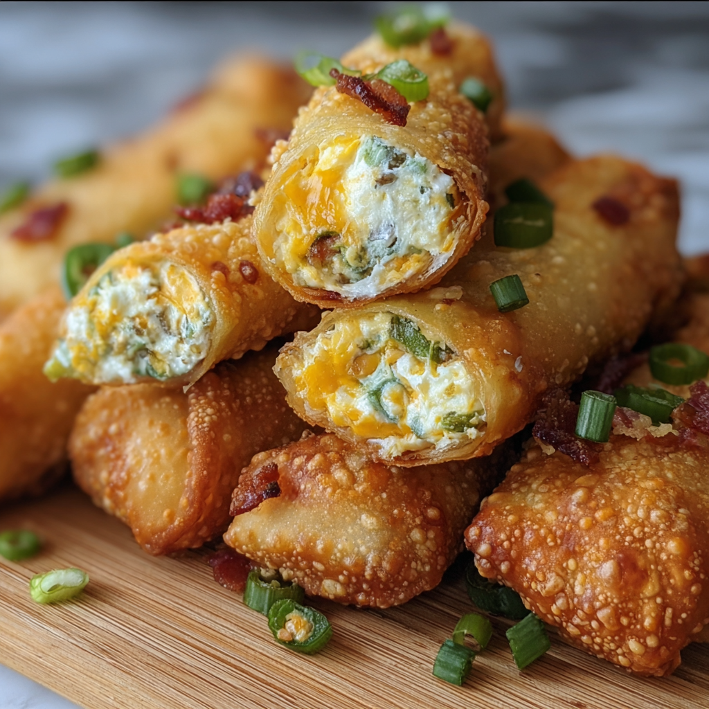 Mini Jalapeño Popper Egg Rolls with Creamy Cheddar and Bacon