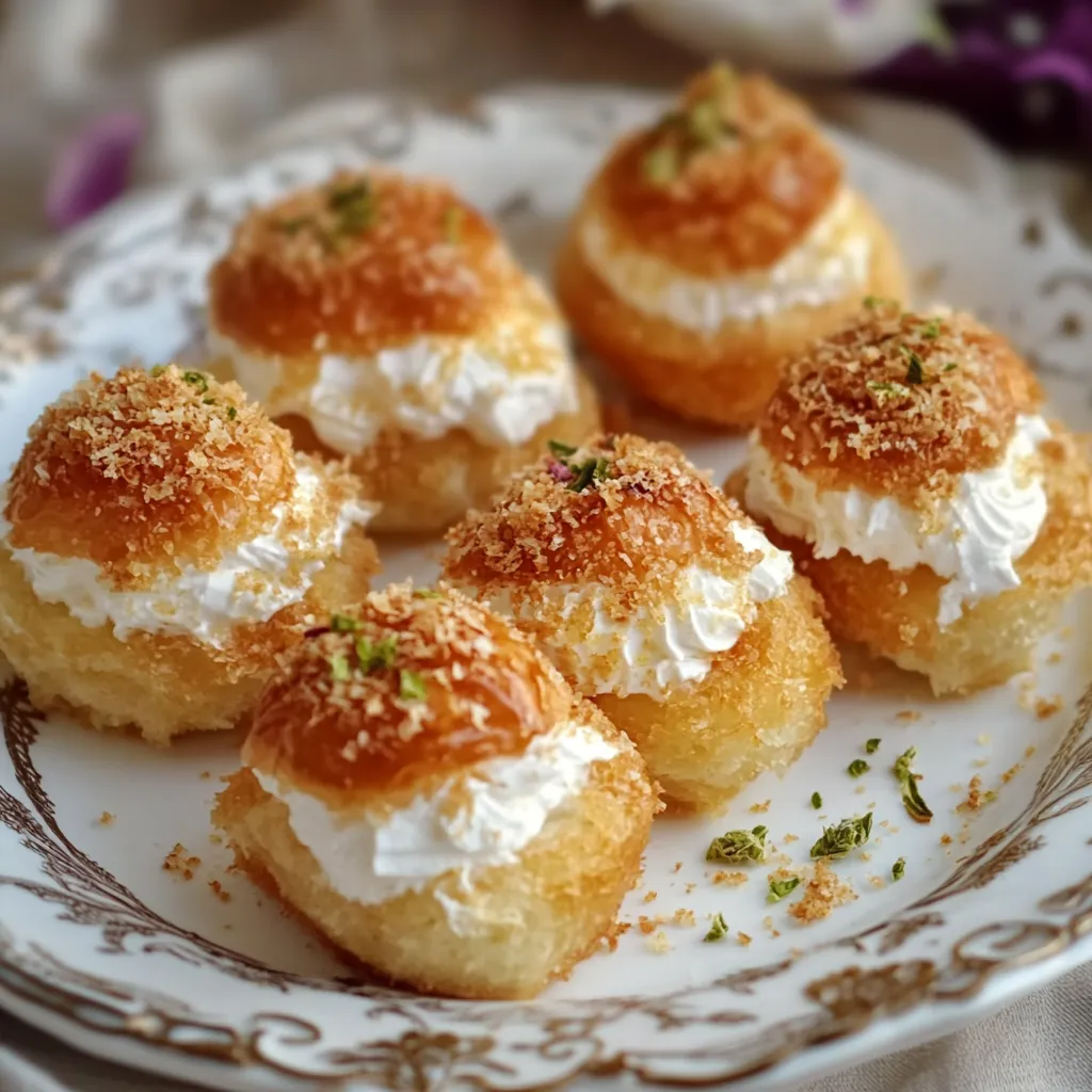 Mini Kunafa Cream Puffs
